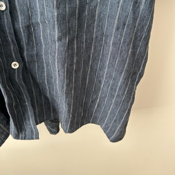 Lagenlook cieolo blue linen oversized blue stripes top - Picture 7 of 11